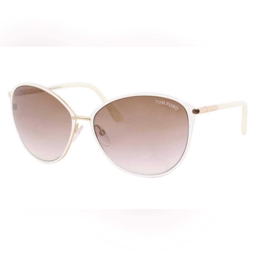 Tom Ford Penelope TF320 32F Sunglasses Shiny Pale Gold-Ivory/Brown Gradient Lens